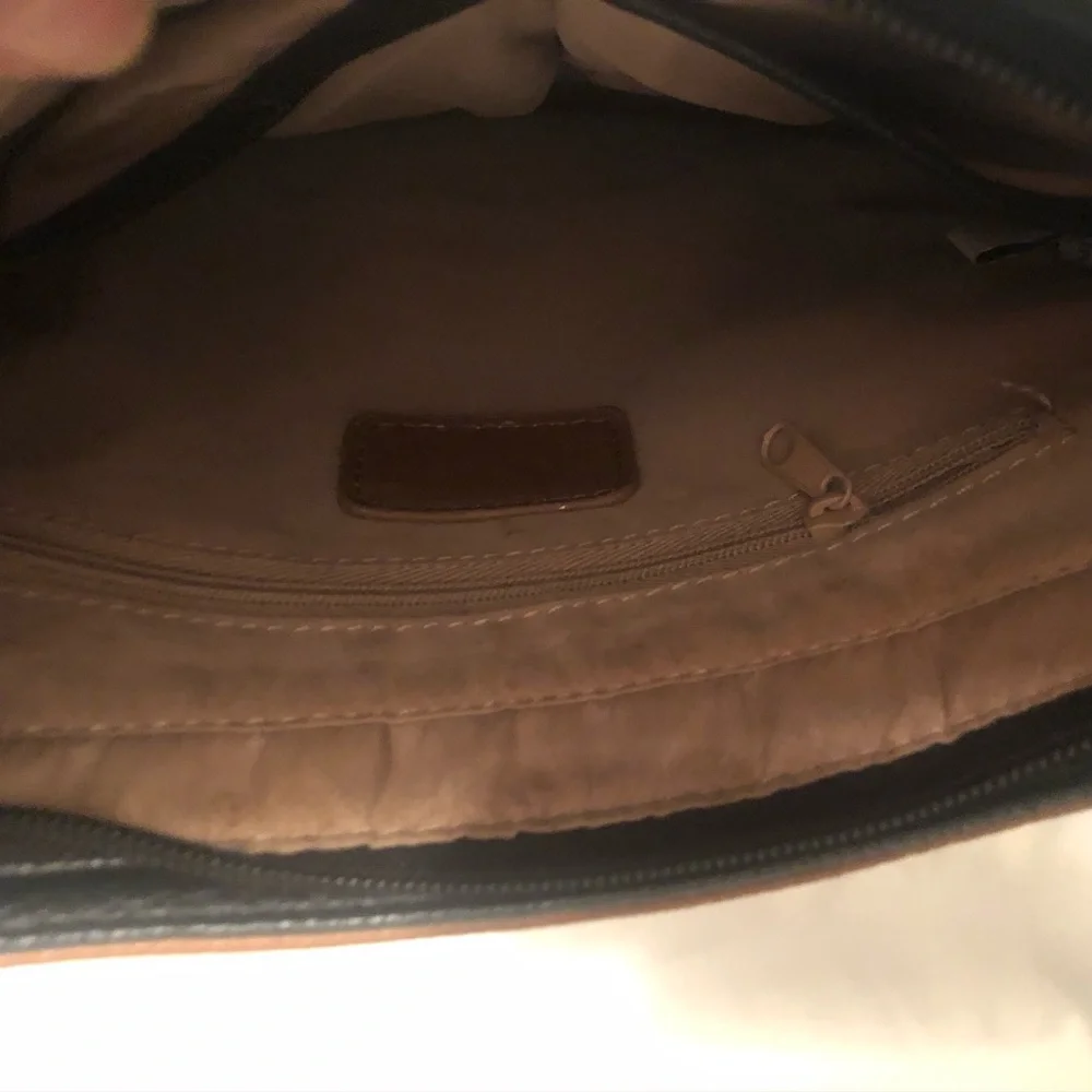 Nine West Brown and Black Pebbled Leather crossbody Messenger